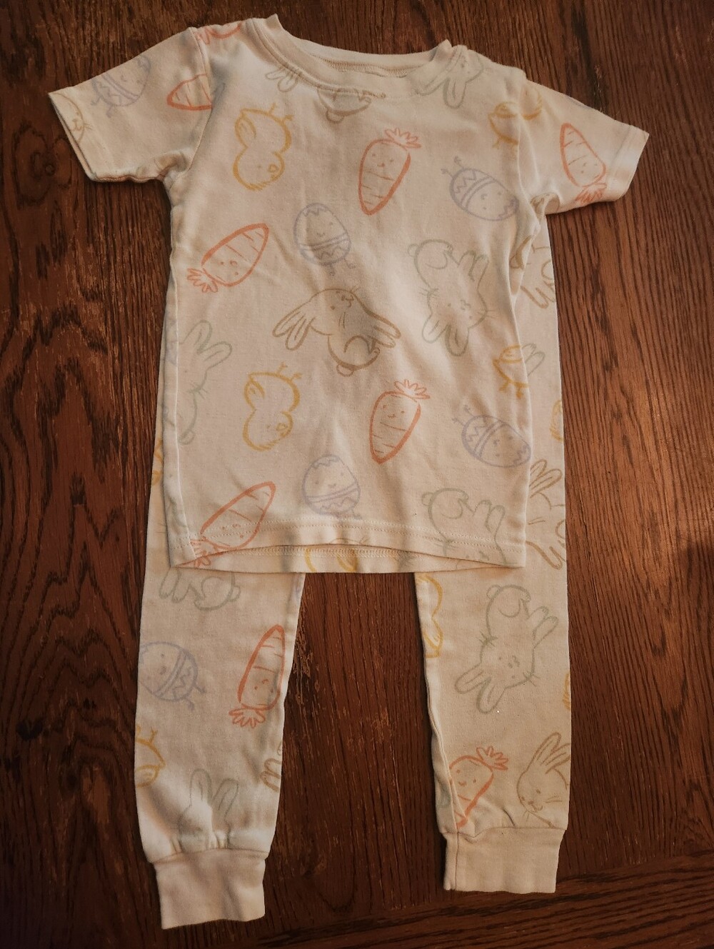 Carter's Cream Pajama Set with Pastel Carrot & Bunny Prints